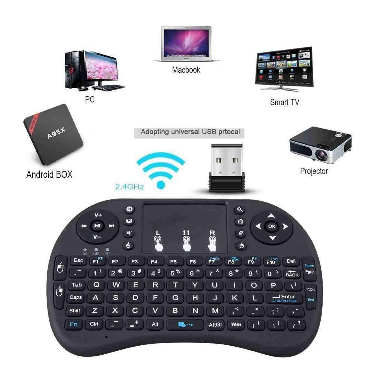 Mini Wireless Keyboard with Touchpad – Smart Portable Keyboard for Laptop, Desktop, Mobile, Tablet, Smart TV & TV Box (Black)