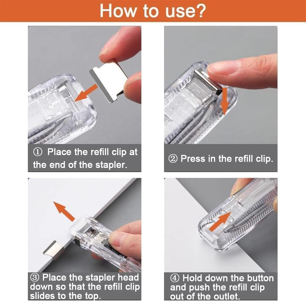 Mini Push Stapler with Reusable Clips – Office & School