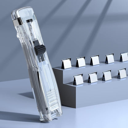 Mini Push Stapler with Reusable Clips – Office & School