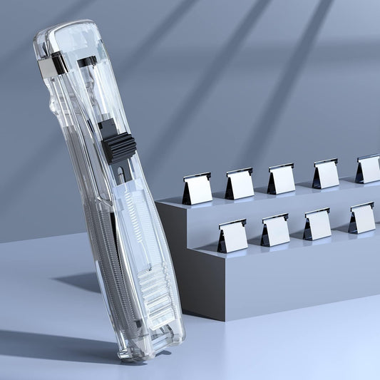 Mini Push Stapler with Reusable Clips – Office & School