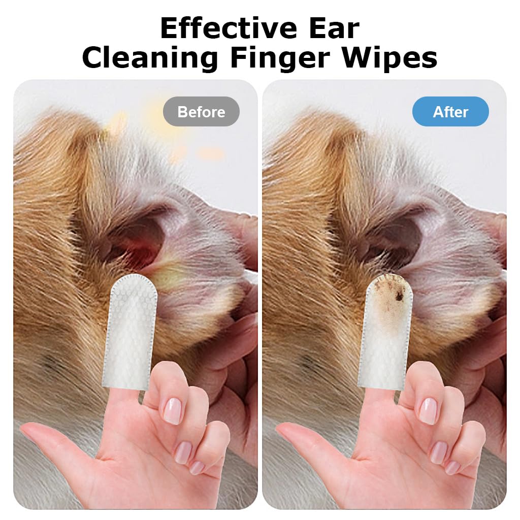 Pet Finger Wet Wipes  – Ear, Teeth, Eyes & Paw Cleaner