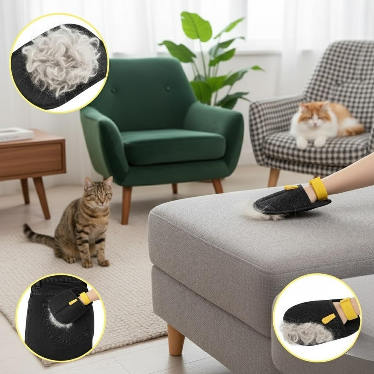 Pet Hair Removal Gloves – Electrostatic Fur Remover for Dogs & Cats