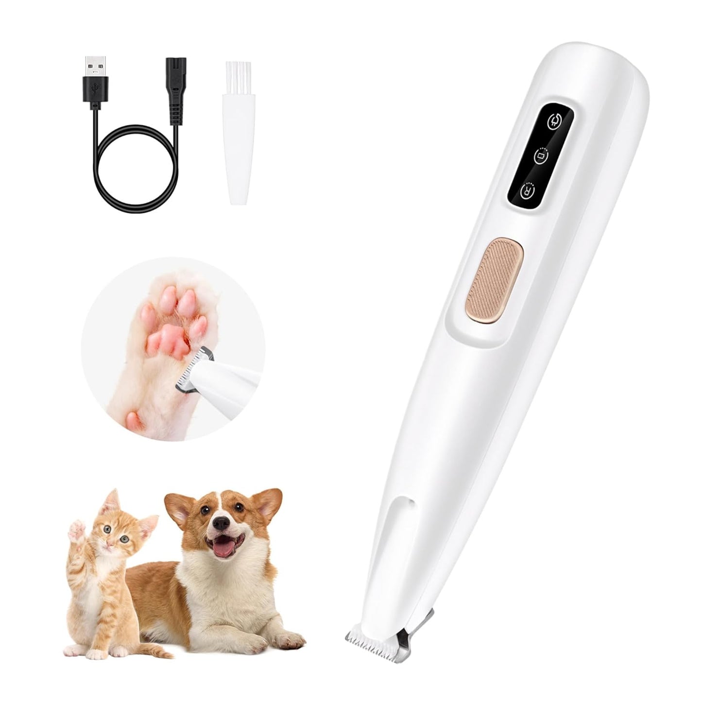 Pet Paw Hair Trimmer with LED Light – Low Noise Dog & Cat Clipper