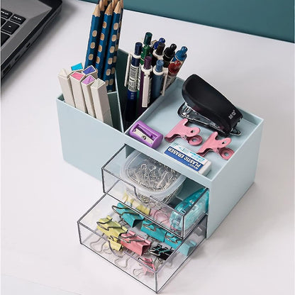Plastic Desk Organizer with Drawer – Pen & Stationery Holder