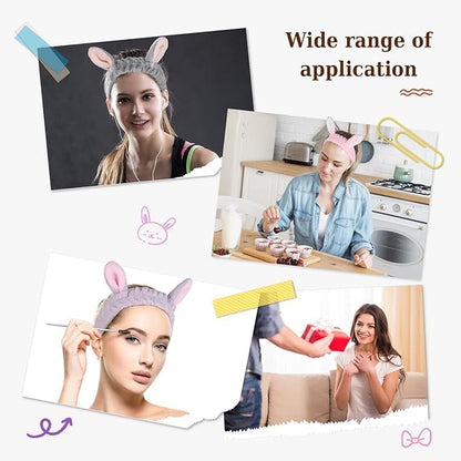 Plush Bunny Ear Headband for Women & Girls – Spa Makeup Hairband