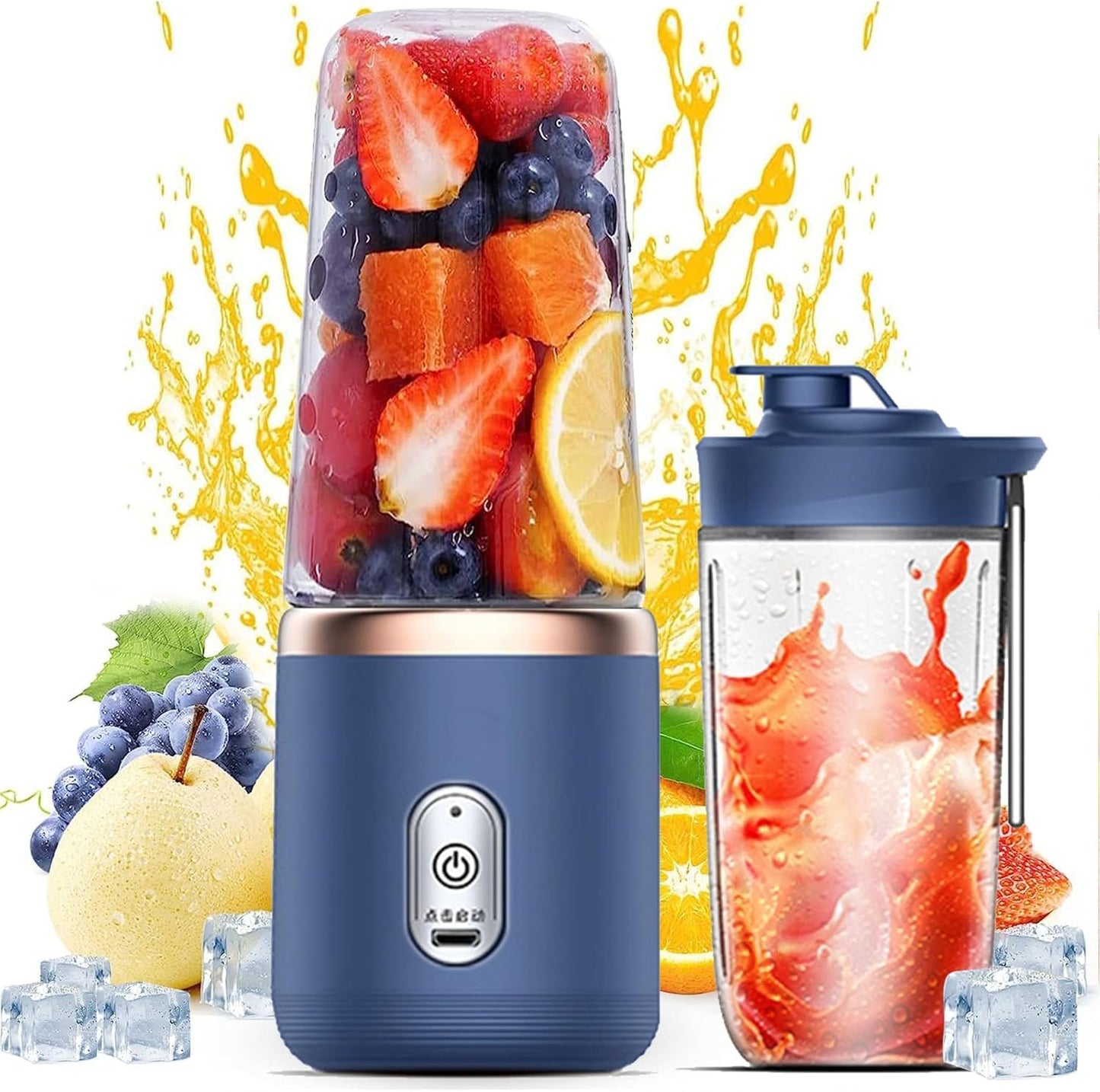 Portable USB Rechargeable Mini Blender with 6 Blades & 3 Speeds