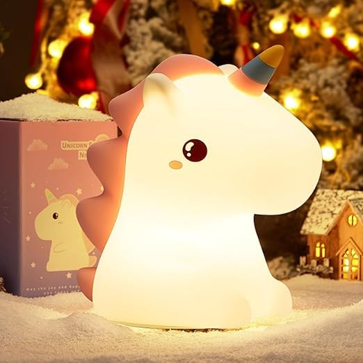 Rechargeable Unicorn Silicone Night Lamp – Touch 7-Color LED
