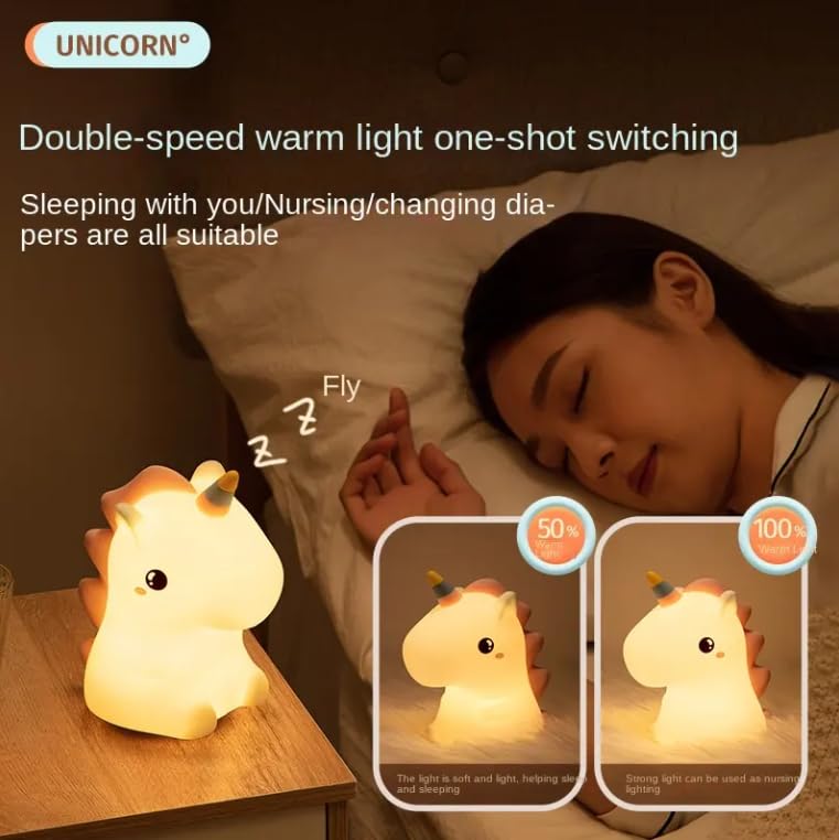 Rechargeable Unicorn Silicone Night Lamp – Touch 7-Color LED
