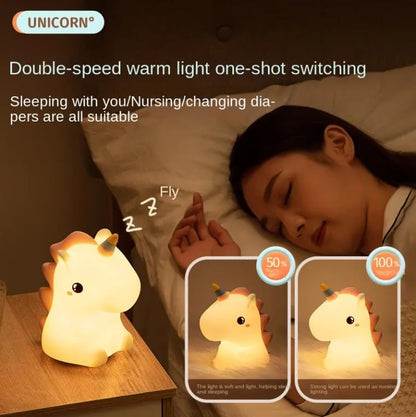 Rechargeable Unicorn Silicone Night Lamp – Touch 7-Color LED