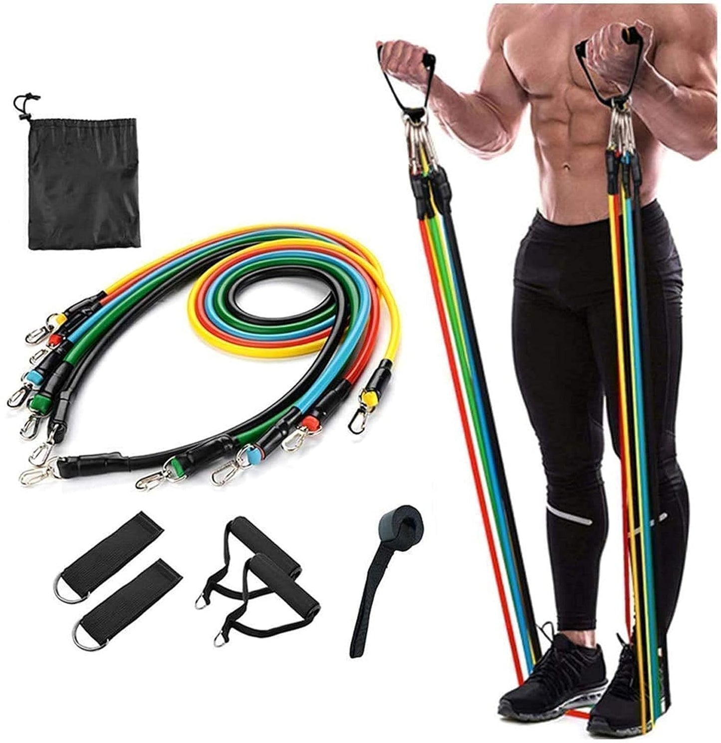 Resistance Bands Set with Handles Door Anchor Ankle Strap Bag