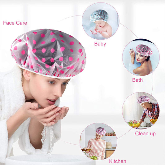 Reusable Waterproof Shower Cap for Women Free Size Multicolor