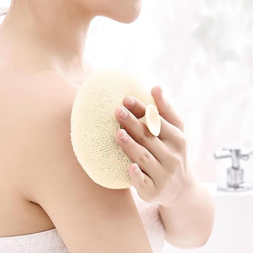 Exfoliating Shower Sponge Loofah | Soft Body Scrubber & Massager for Women, Men & Kids | 3D Mesh Mud & Dirt Remover Bath Puff with Suction Cup