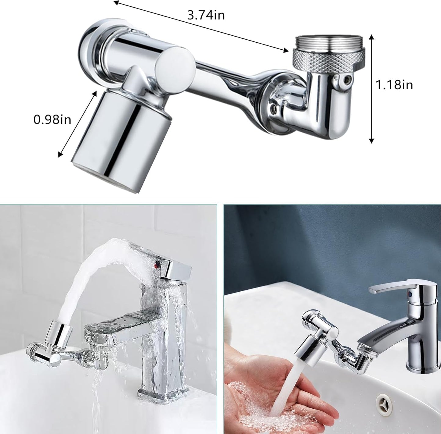 1080° Rotating Faucet Aerator Extension - Universal Tap Extender with Dual Water Modes & Filter for Kitchen & Bathroom