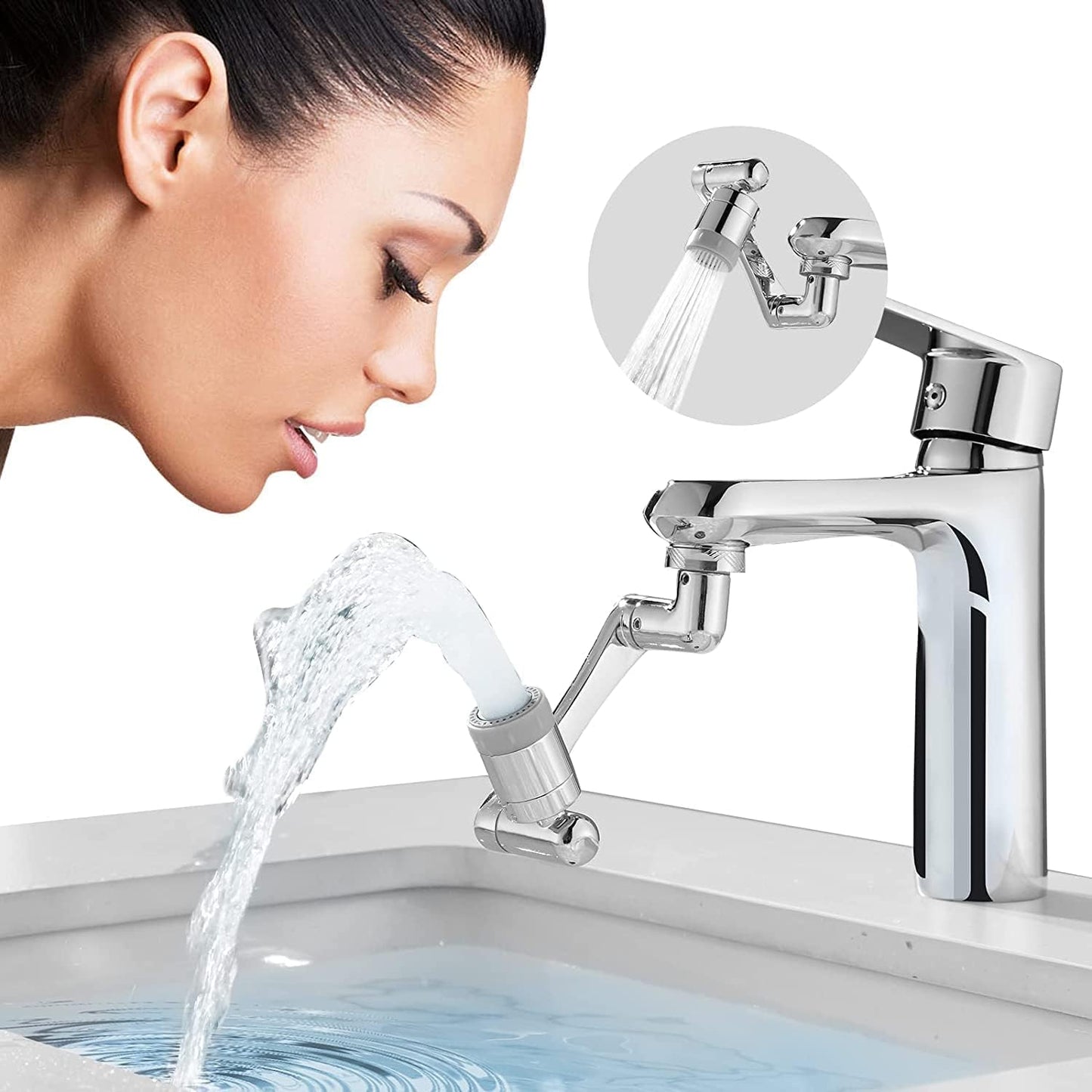 1080° Rotating Faucet Aerator Extension - Universal Tap Extender with Dual Water Modes & Filter for Kitchen & Bathroom