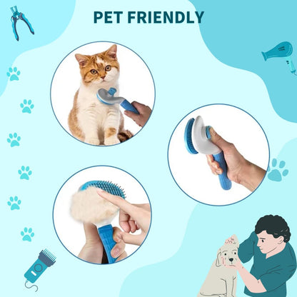 Self-Cleaning Slicker Brush – Dog & Cat Deshedding Tool