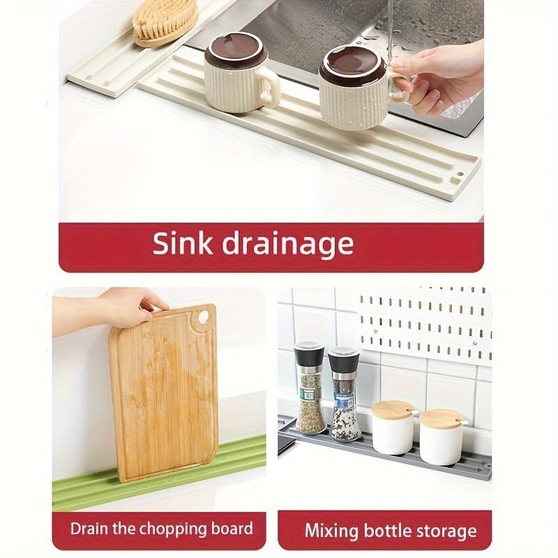 Silicone Dish Drying Mat with Pot Lid & Utensil Holder – Non-Slip