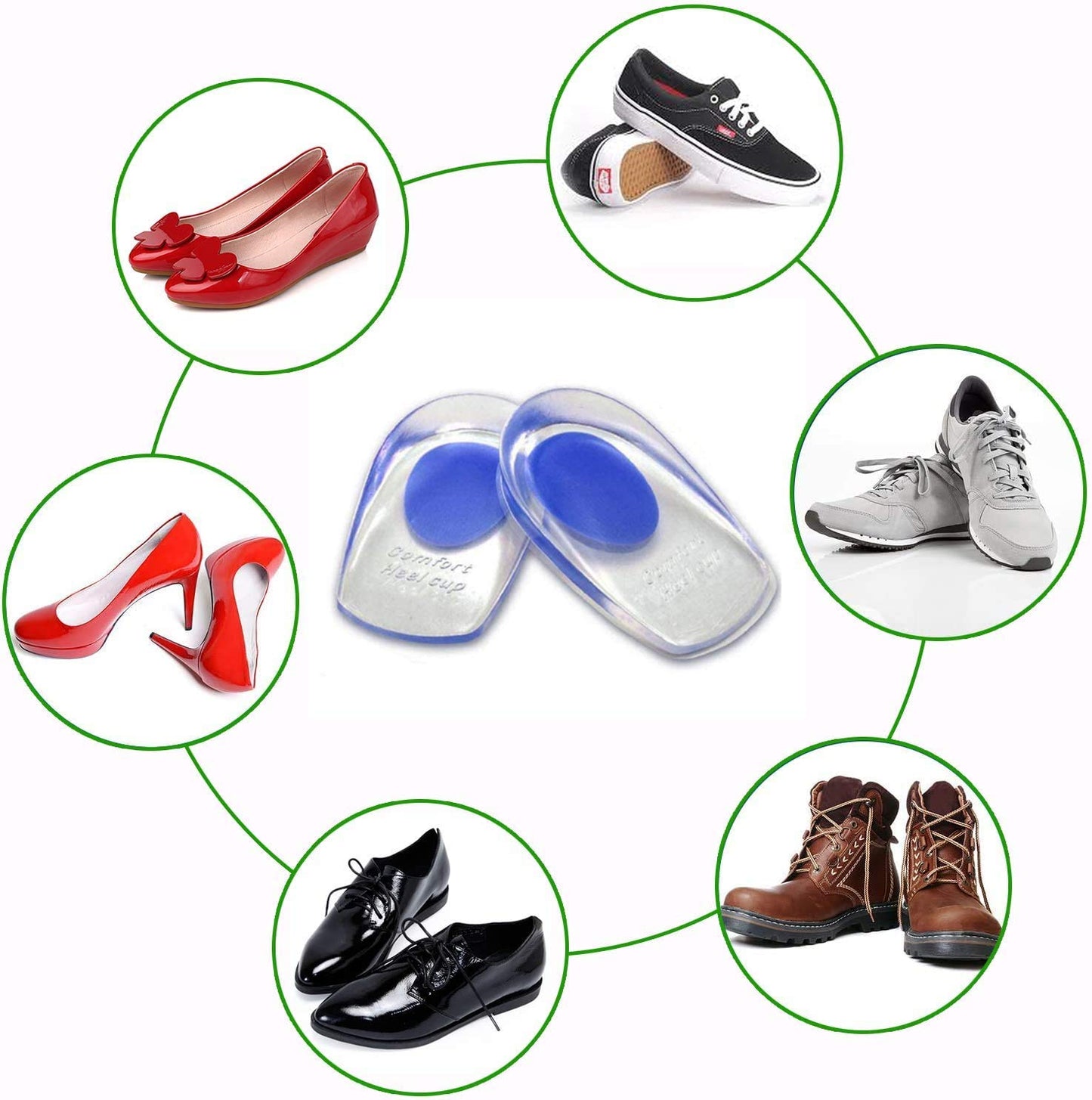 Silicone Gel Heel Protector Cups for Pain Relief and Foot Support Care