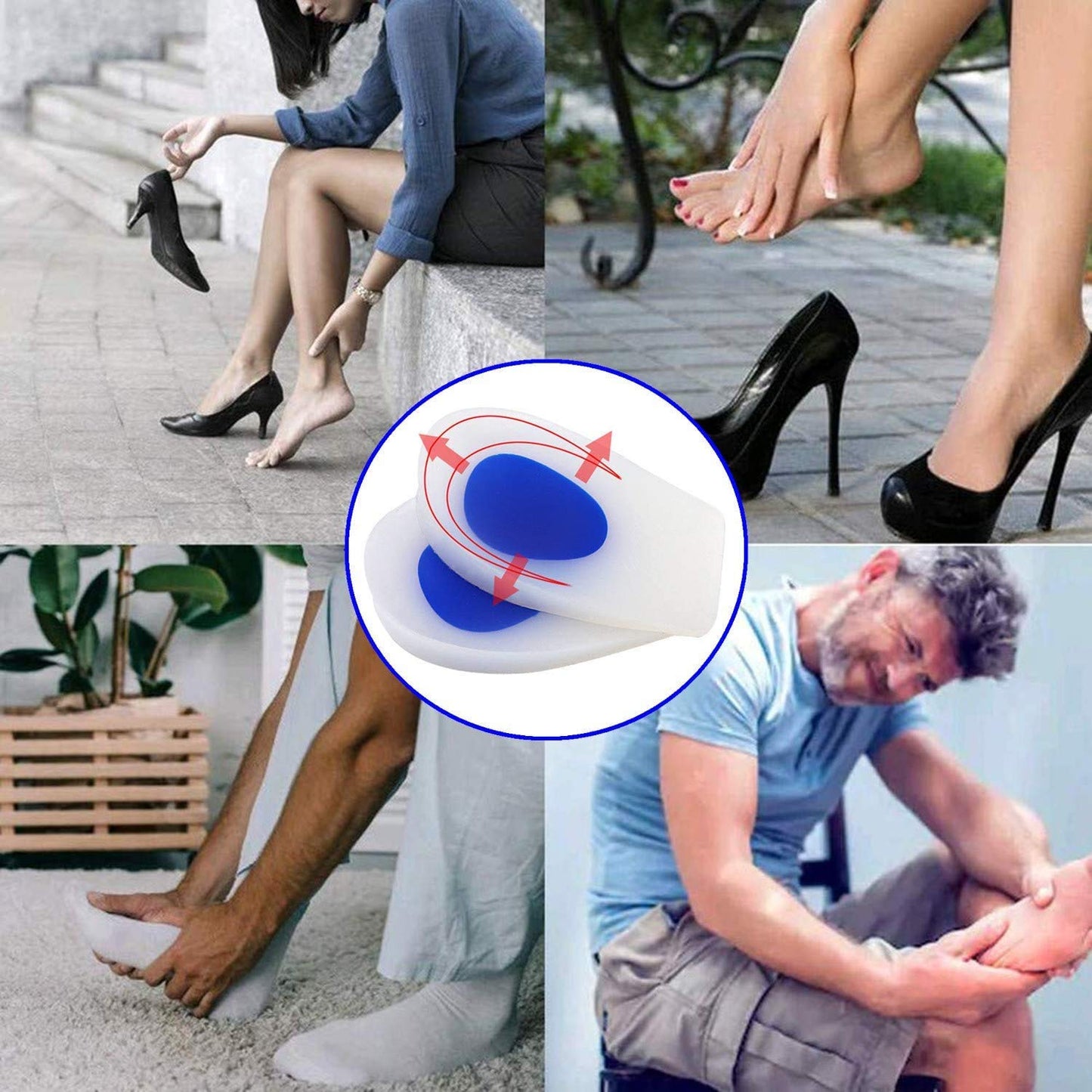 Silicone Gel Heel Protector Cups for Pain Relief and Foot Support Care