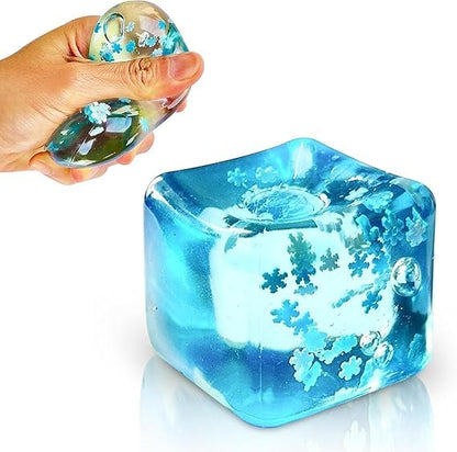 Snowflake Ice Cube Stress Ball Gel Squishy Fidget for Kids Adults