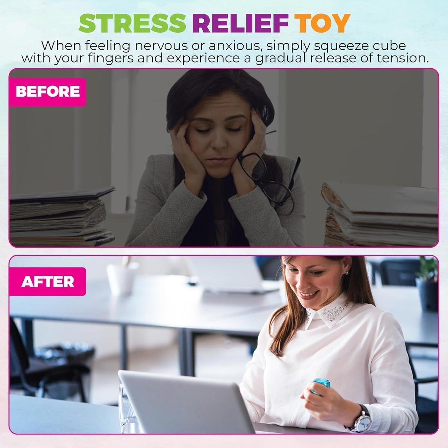 Snowflake Ice Cube Stress Ball Gel Squishy Fidget for Kids Adults