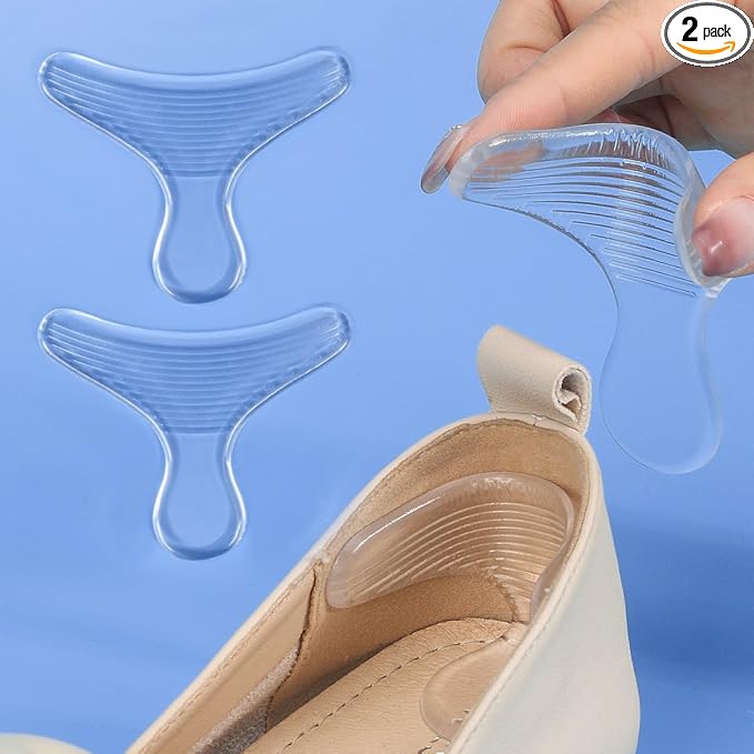 T Shape Silicone Heel Pads Anti Slip Transparent Shoe Size Adjusters