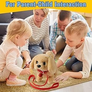 Walking Plush Dog Toy Set with Barking Sound & Wagging Tail