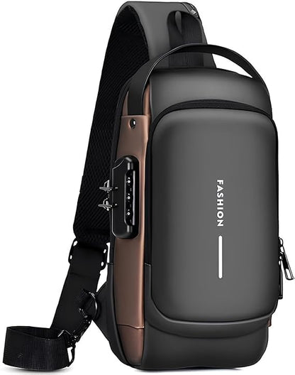 Waterproof Anti-Theft Sling Bag with USB Port & Lock