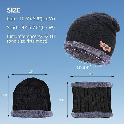 Winter Beanie Hat & Scarf Set – Warm Knit for Men & Women