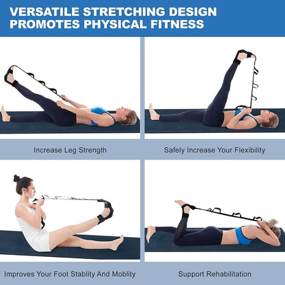 Yoga Leg Stretch Belt 5-Loop Foot Stretcher Strap for Therapy