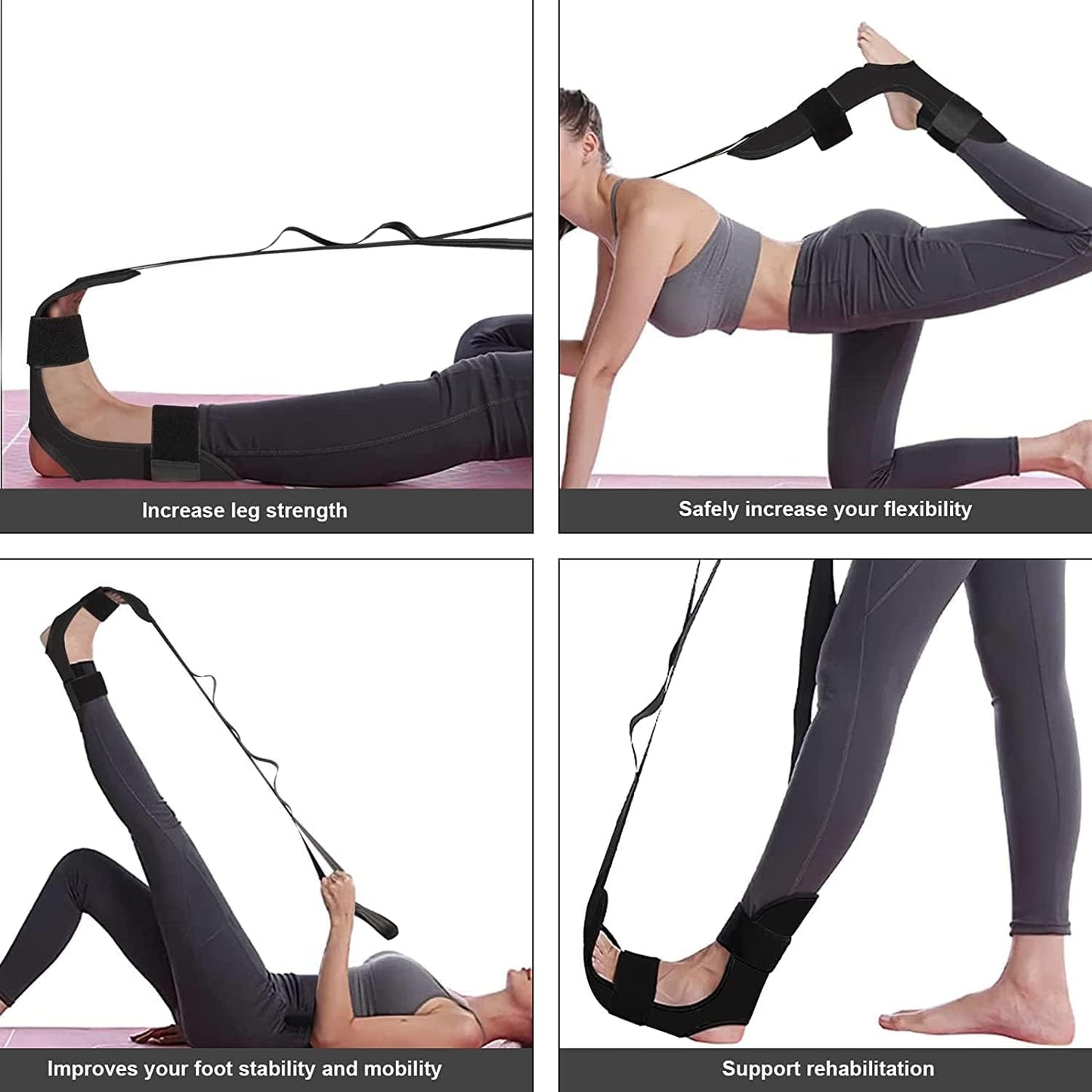 Yoga Leg Stretch Belt 5-Loop Foot Stretcher Strap for Therapy