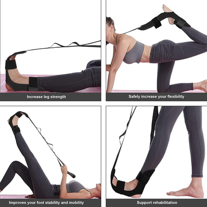 Yoga Leg Stretch Belt 5-Loop Foot Stretcher Strap for Therapy