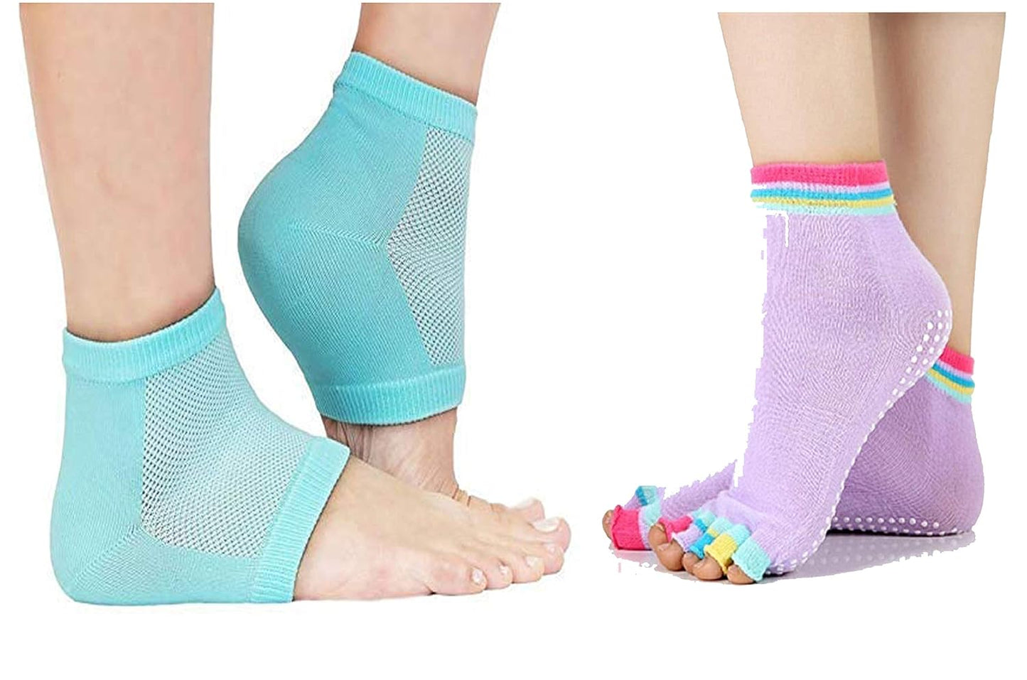 Yoga Socks Combo with Silicone Gel Heel Socks for Heel Pain Relief Pro