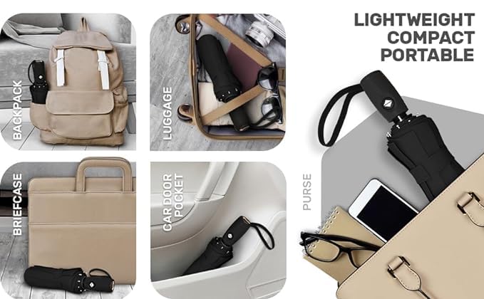 Automatic Open/Close Umbrella - Big Size, Windproof, Black Rainproof