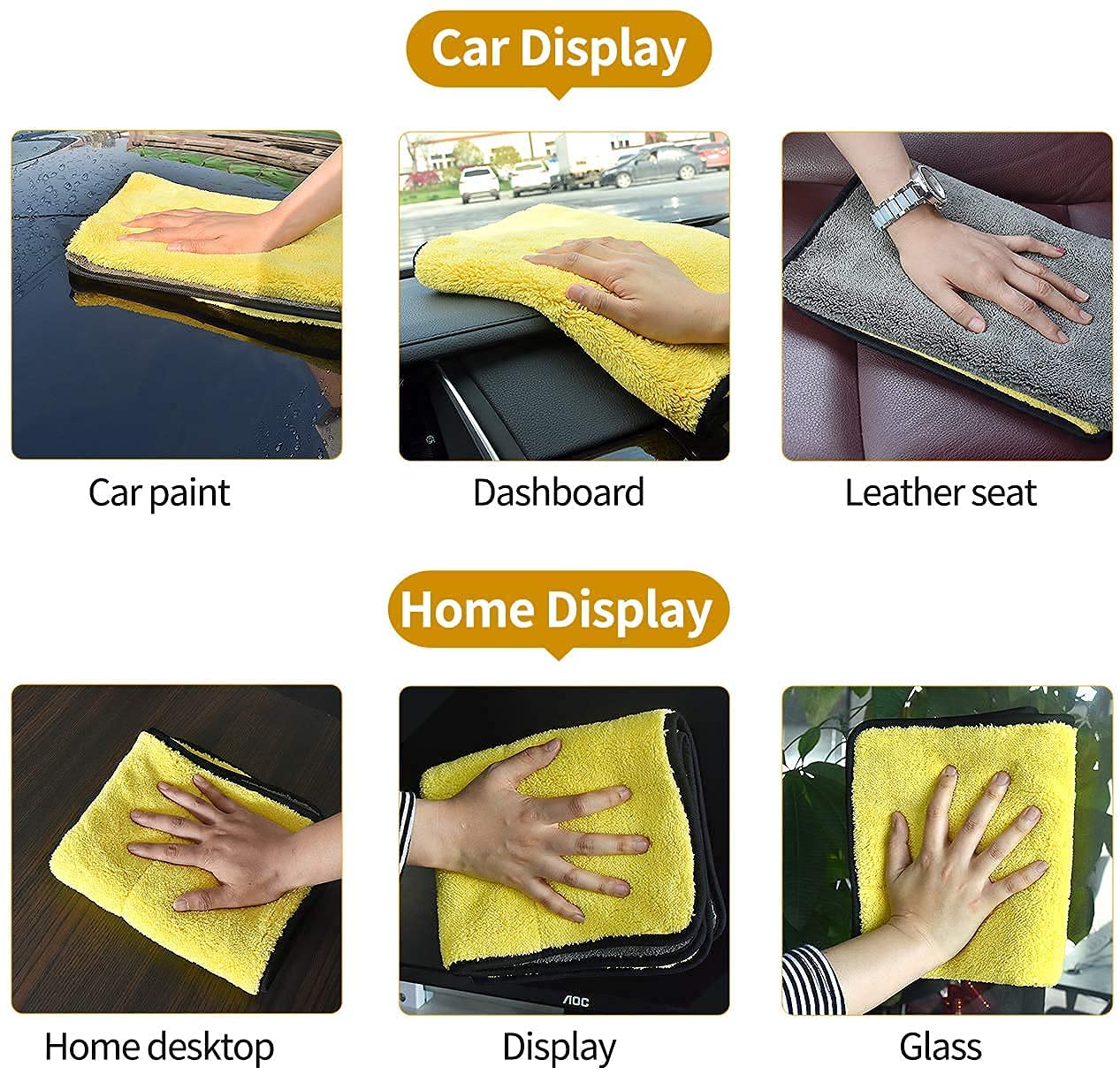 Heavy Microfiber Cloth for Car Cleaning and Detailing, Dual-Sided, Extra-Thick Plush Microfiber Towel, Lint-Free, 40cm x 40cm, Pack of 1 (Multicolor)