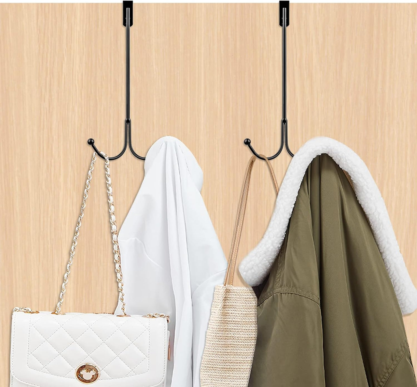 Metal Double Hook Over Door Hanger Pack Of 2 Pcs