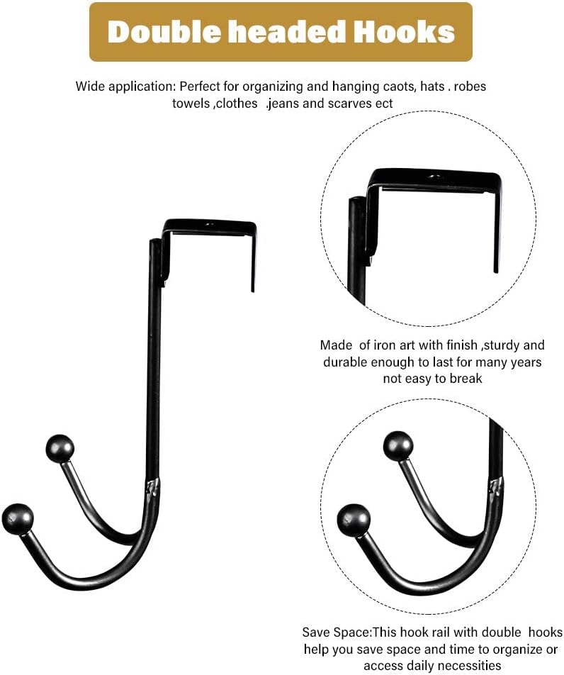 Metal Double Hook Over Door Hanger Pack Of 2 Pcs