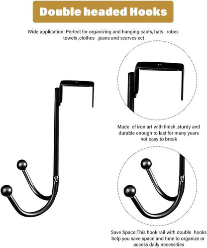 Metal Double Hook Over Door Hanger Pack Of 2 Pcs