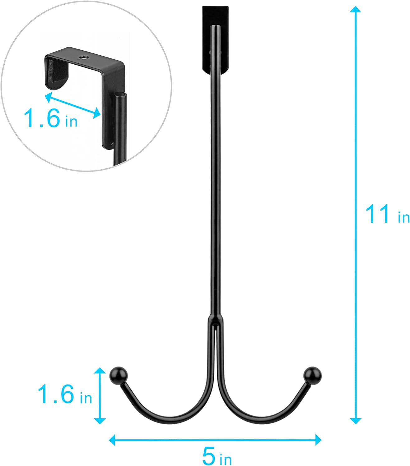 Metal Double Hook Over Door Hanger Pack Of 2 Pcs