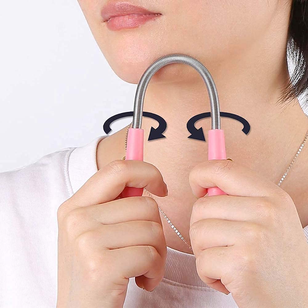Facial Hair Remover Spring Epilator, Eyebrow Razors & Tweezers for Women (1 Kit)