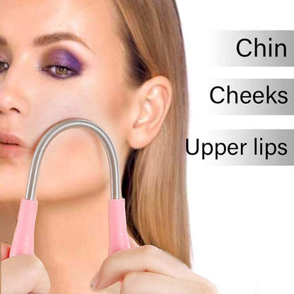 Facial Hair Remover Spring Epilator, Eyebrow Razors & Tweezers for Women (1 Kit)