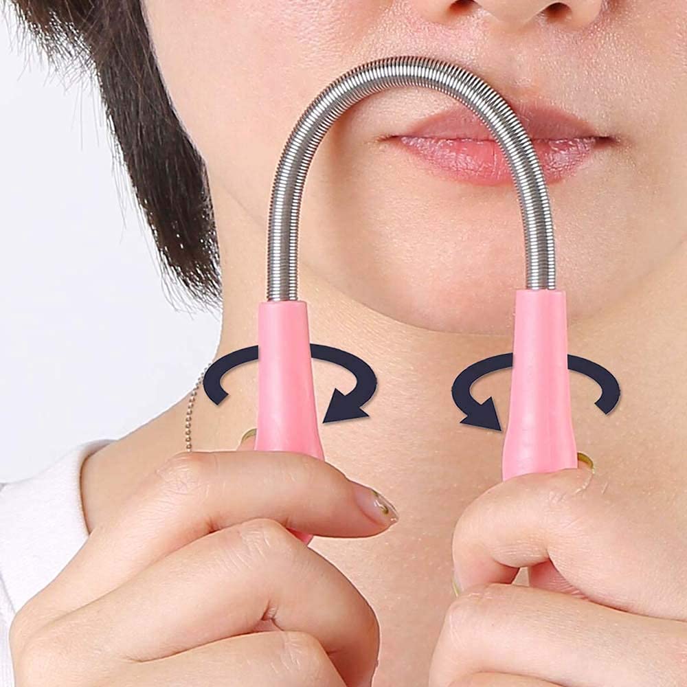 Facial Hair Remover Spring Epilator, Eyebrow Razors & Tweezers for Women (1 Kit)