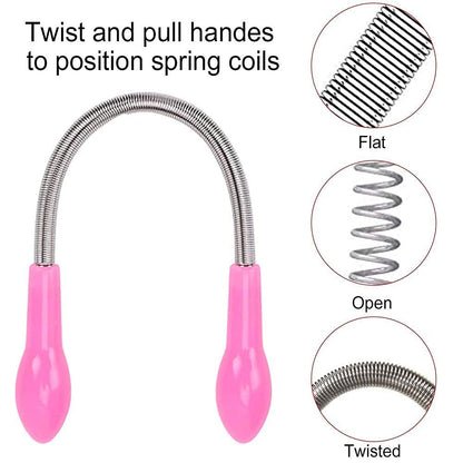 Facial Hair Remover Spring Epilator, Eyebrow Razors & Tweezers for Women (1 Kit)
