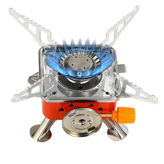 Portable Butane Gas Stove for Camping & Travel | Mini Outdoor LPG Burner with Folding Arms | Stainless Steel Gas Stove with Carry Bag for Hiking, Picnic, Trekking