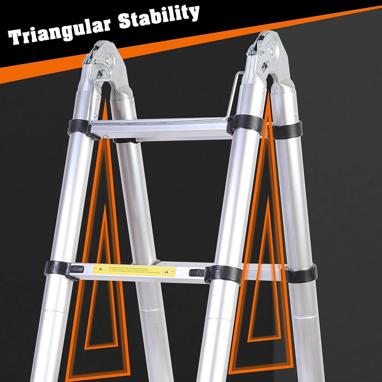 1.9M+1.9M (3.8M -12.5FT) Telescoping Aluminum Extension Ladder | A-Frame Folding Ladder Heavy-Duty Telescopic Ladder for Home, Outdoor, RV, Loft, Roof, Window Cleaning & Painting