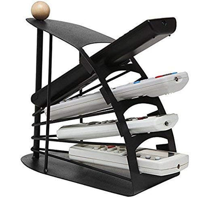 4-Slot Metal Remote Control Holder Stand – TV, AC & Media Remote Organizer Rack for Desk, Tabletop – Space-Saving Caddy