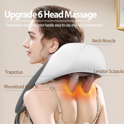 Rechargeable Electric Neck and Shoulder Massager with Heat, 5D Kneading Shiatsu Massage Machine