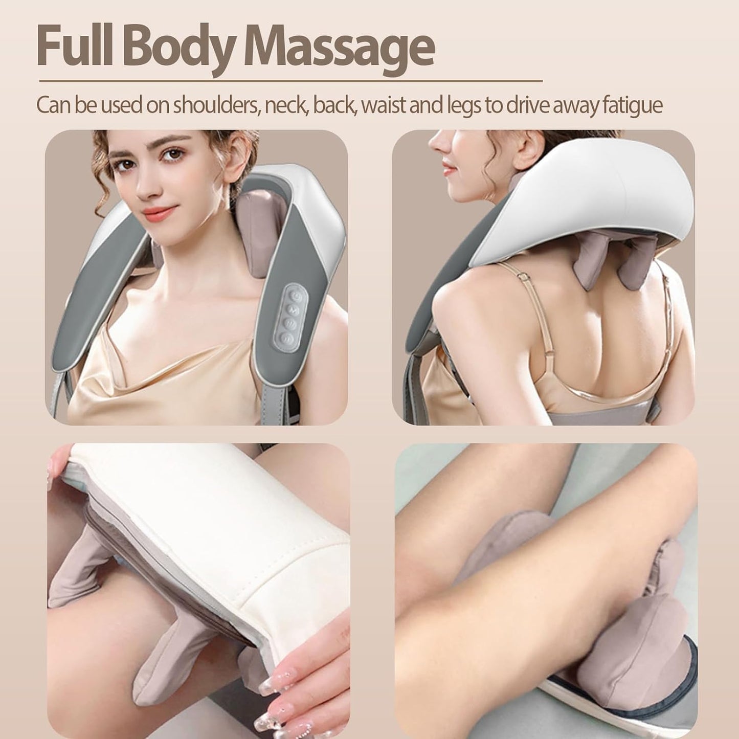 Rechargeable Electric Neck and Shoulder Massager with Heat, 5D Kneading Shiatsu Massage Machine