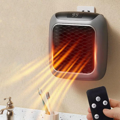 Handy Heater Turbo | Wall-Outlet Portable Mini Room Heater with Temperature Control & Remote