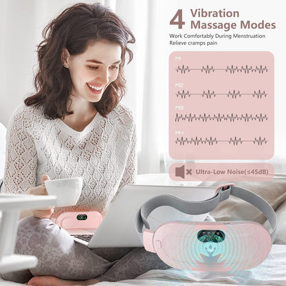 Portable Cordless Period Cramp Massager & Heating Pad – 3-Temperature, 4-Massage Modes, Fast Heating Menstrual Pain Relief Device for Women