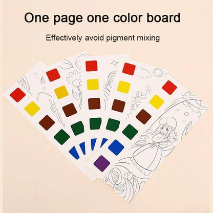 Pocket Watercolor Painting Book for Kids - Travel-Friendly Coloring Kit with Watercolor Paper & Bookmarks - Portable Watercolor Sketchbook (Pack of 1)